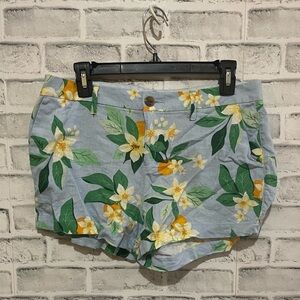 Old Navy light blue linen blend vibrant floral tropical shorts size 6